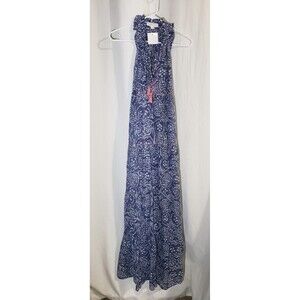 NWT$72 LoveStitch Size Small Metallic Shimmer Embroidered Boho Tiered Maxi Dress